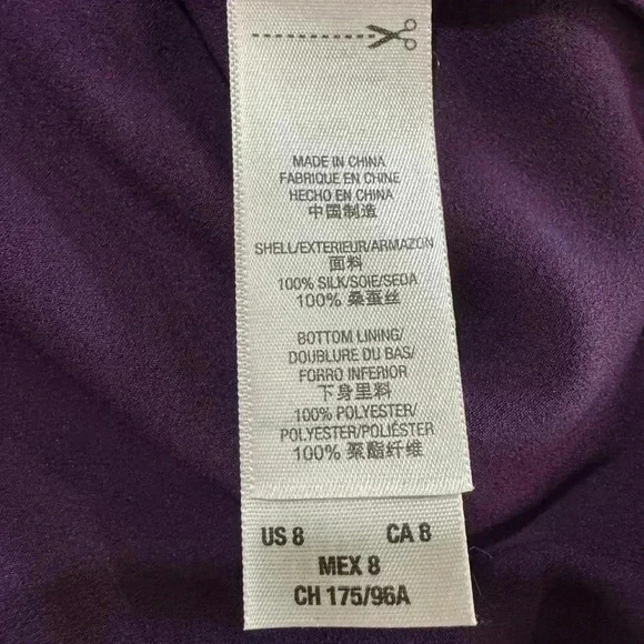 Juicy Couture Women’s Long Sleeve 100% Silk Purple Dress Feather Trimmed Sz 8 - Picture 5 of 8